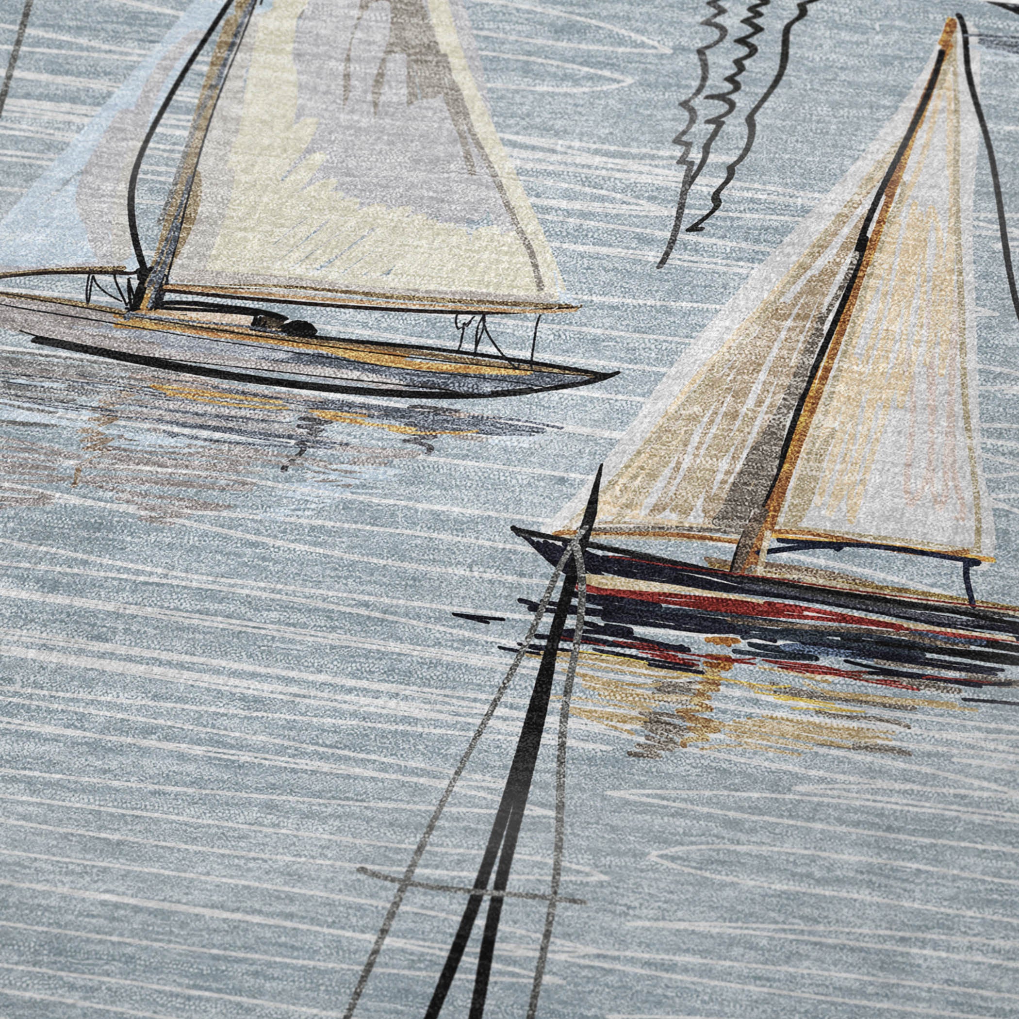 50" X 70" Beige Ivory And Sky Blue Sailboat Microfiber Plush Throw Blanket - Home & Garden