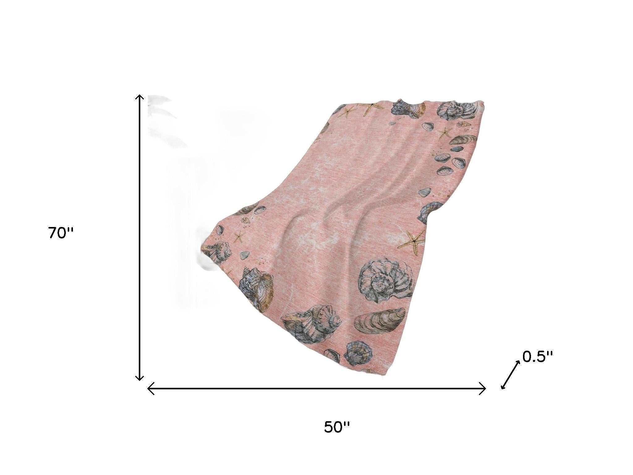 50" X 70" Peach Ivory And Chocolate Animal Print Plush Throw Blanket - Home & Garden