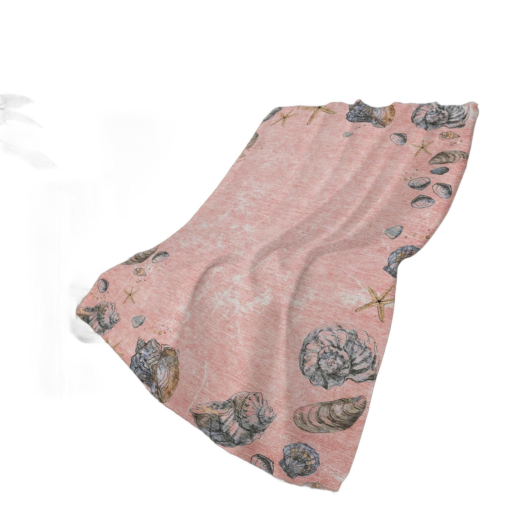 50" X 70" Peach Ivory And Chocolate Animal Print Plush Throw Blanket - Home & Garden