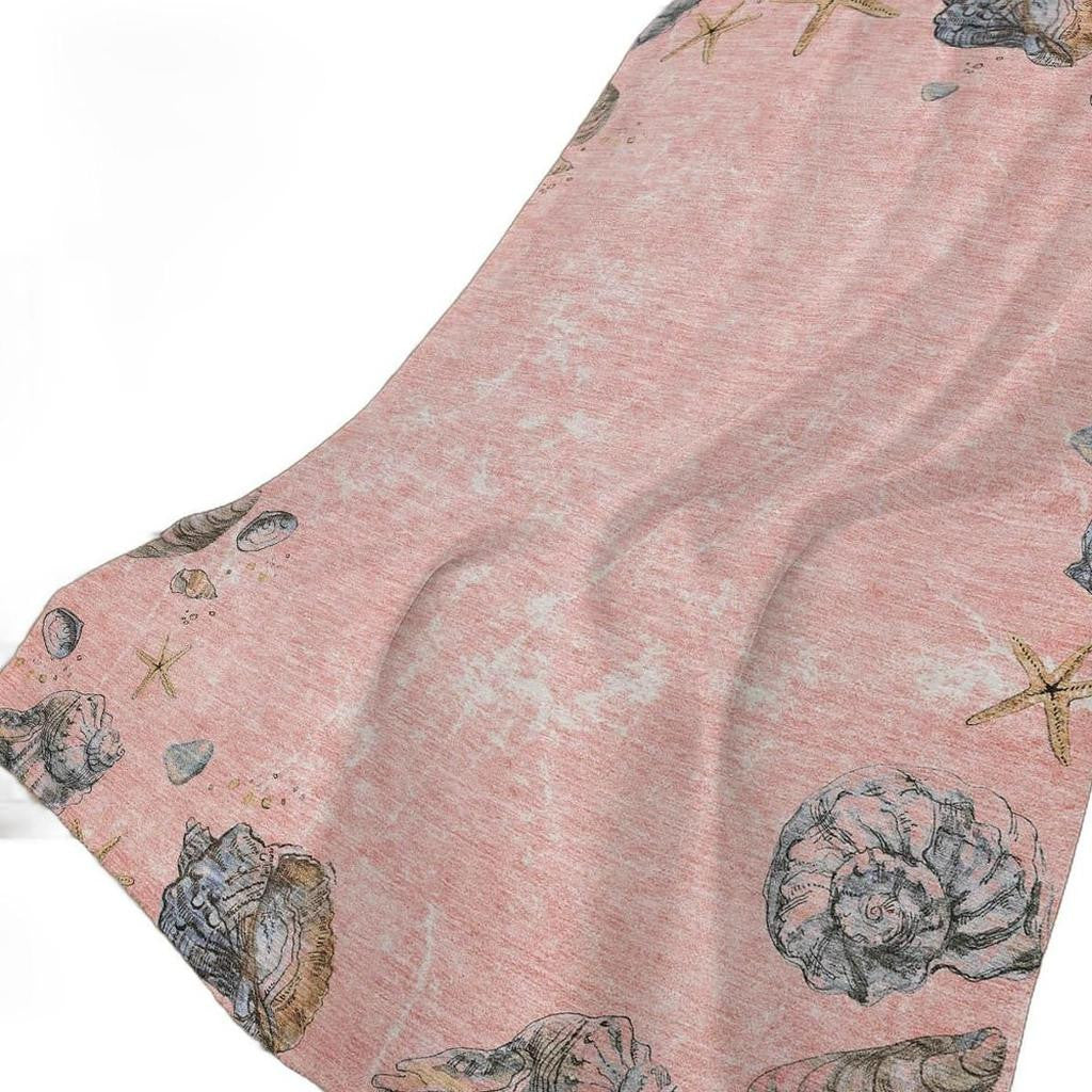 50" X 70" Peach Ivory And Chocolate Animal Print Plush Throw Blanket - Home & Garden