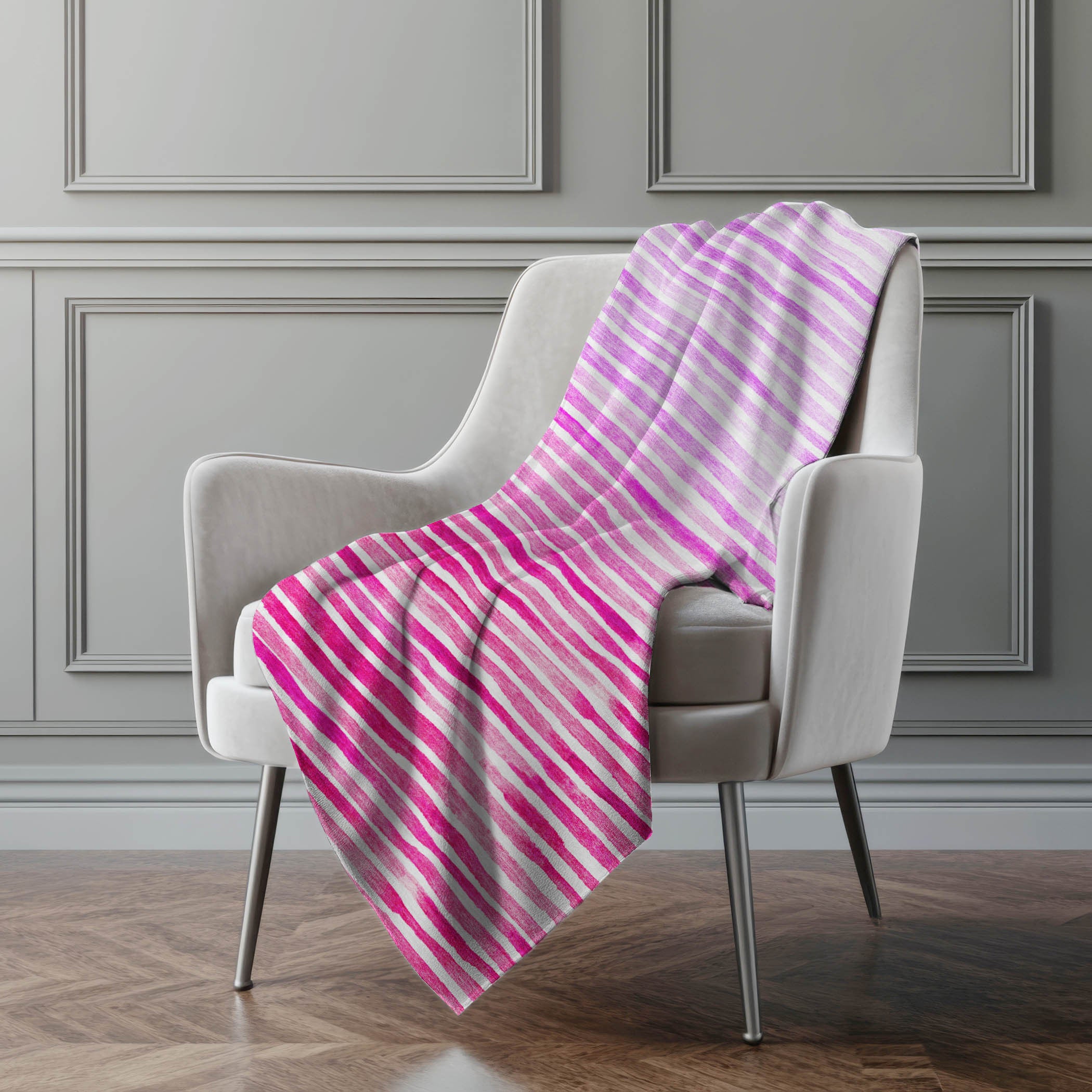 50" X 70" Pink And Ivory Microfiber Striped Plush Throw Blanket - Home & Garden