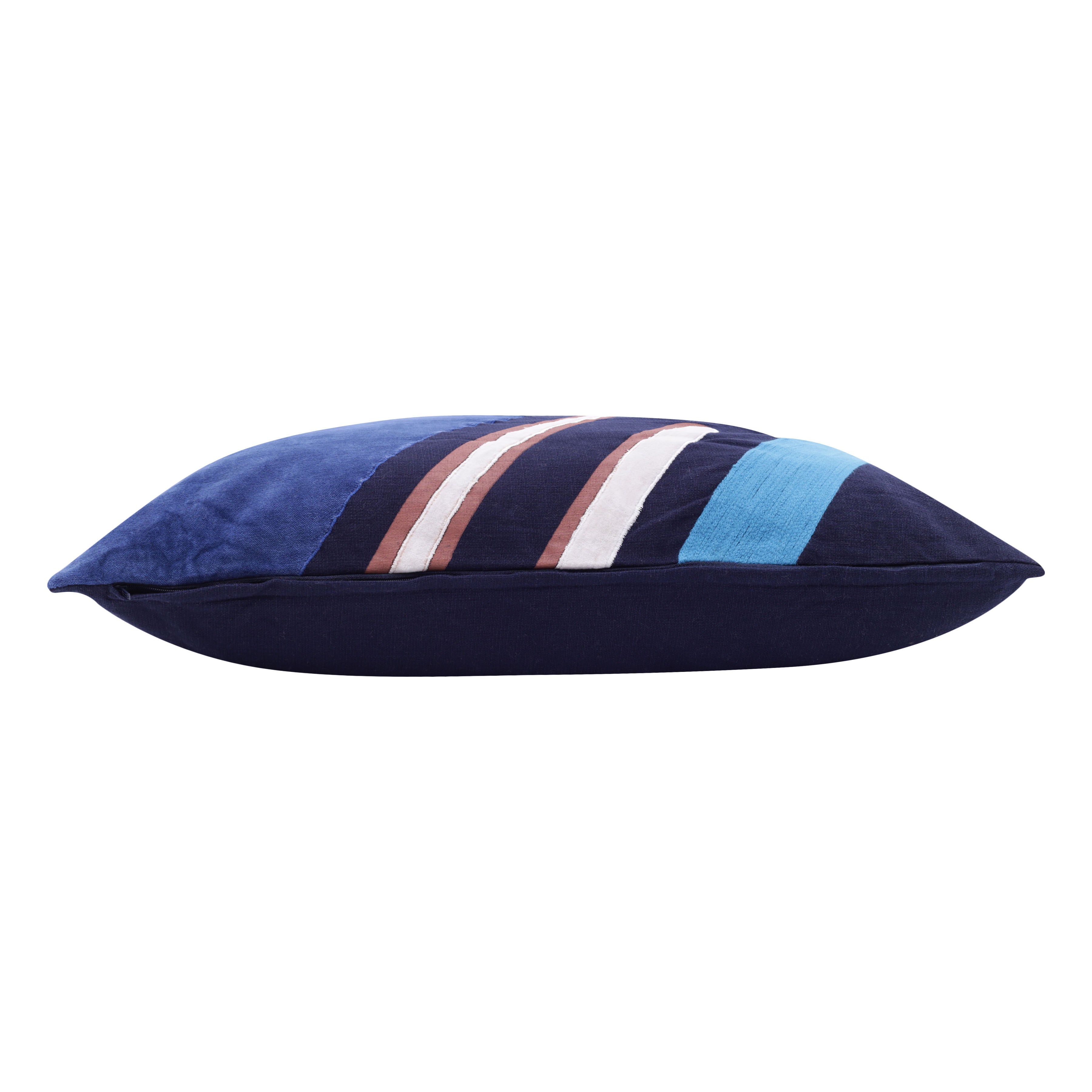 20" Cobalt Navy Blue And White Abstract Cotton Throw Pillow Cover - Home & Garden