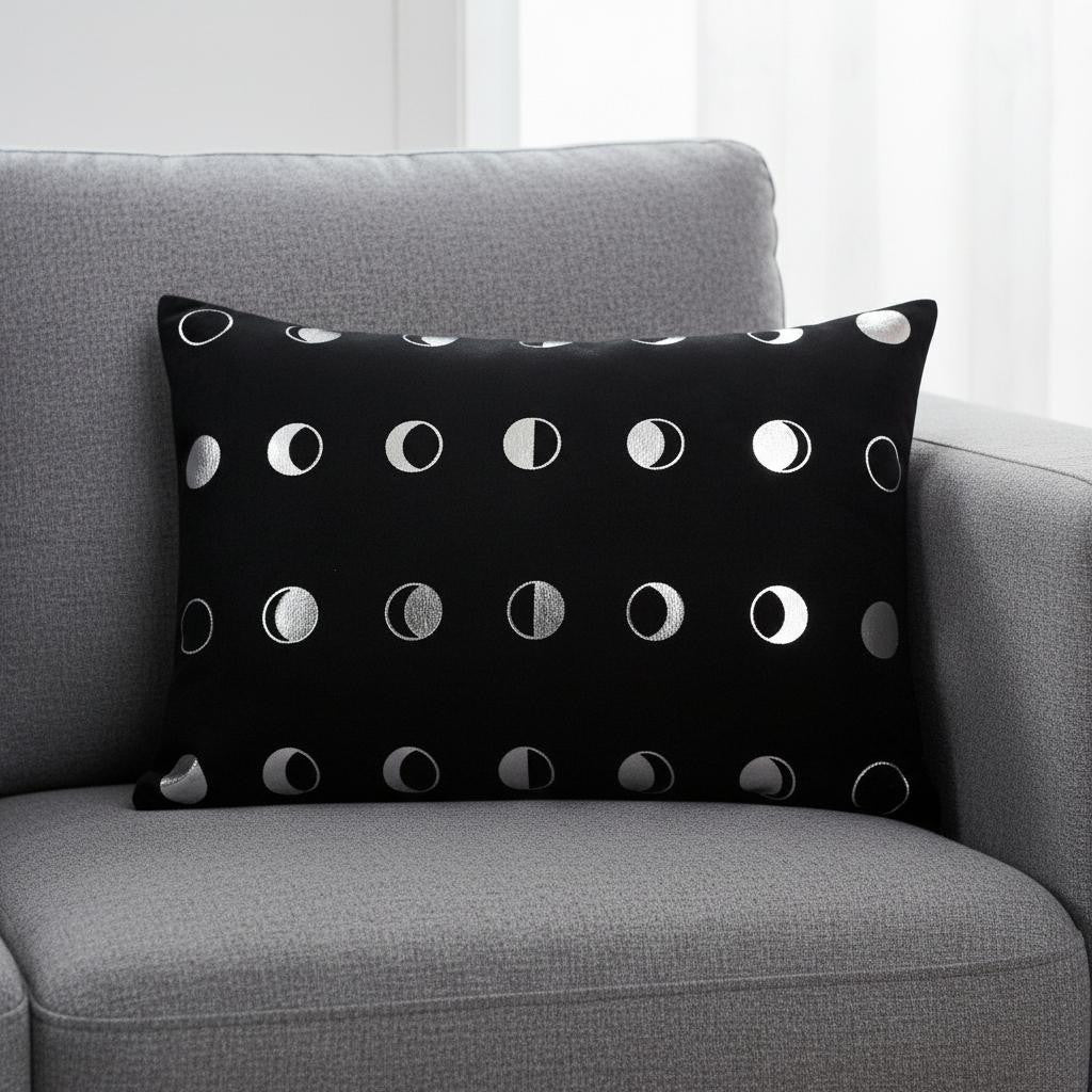 14" X 20" Black And Silver Lumbar Throw Pillow Cover - Home & Garden