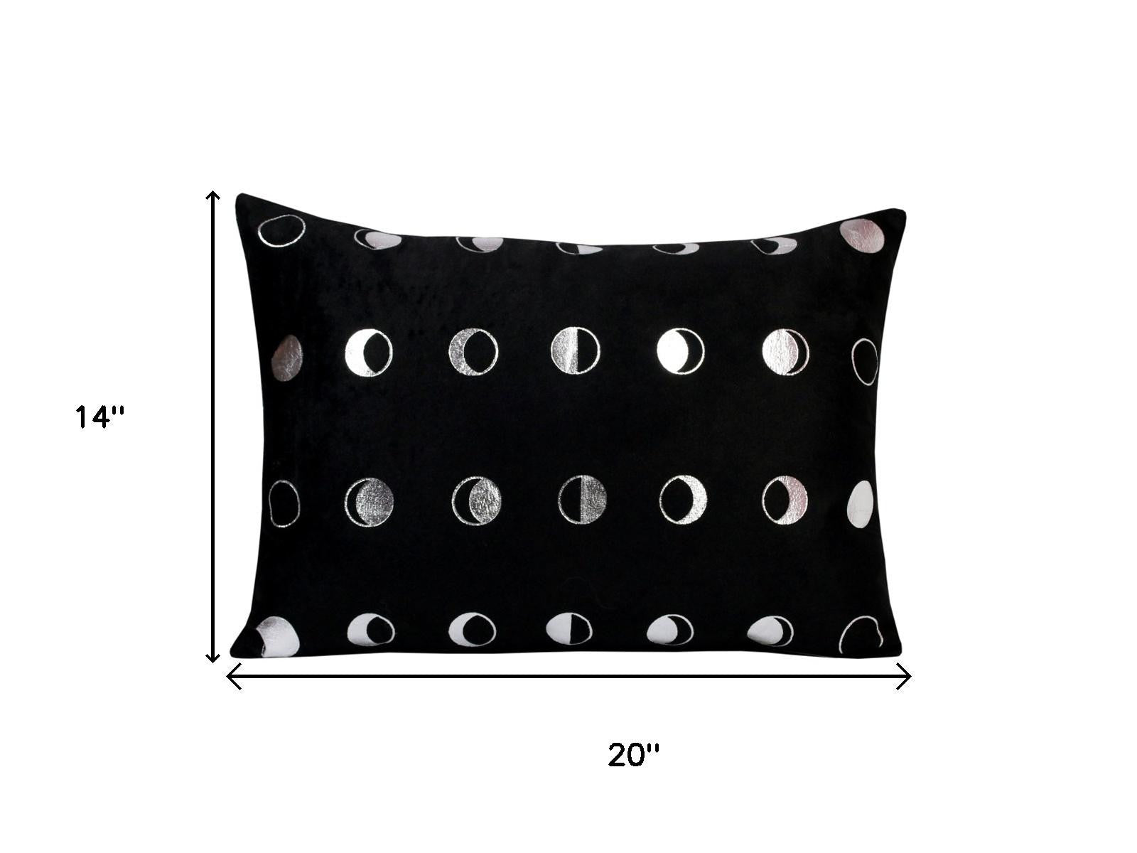 14" X 20" Black And Silver Lumbar Throw Pillow Cover - Home & Garden