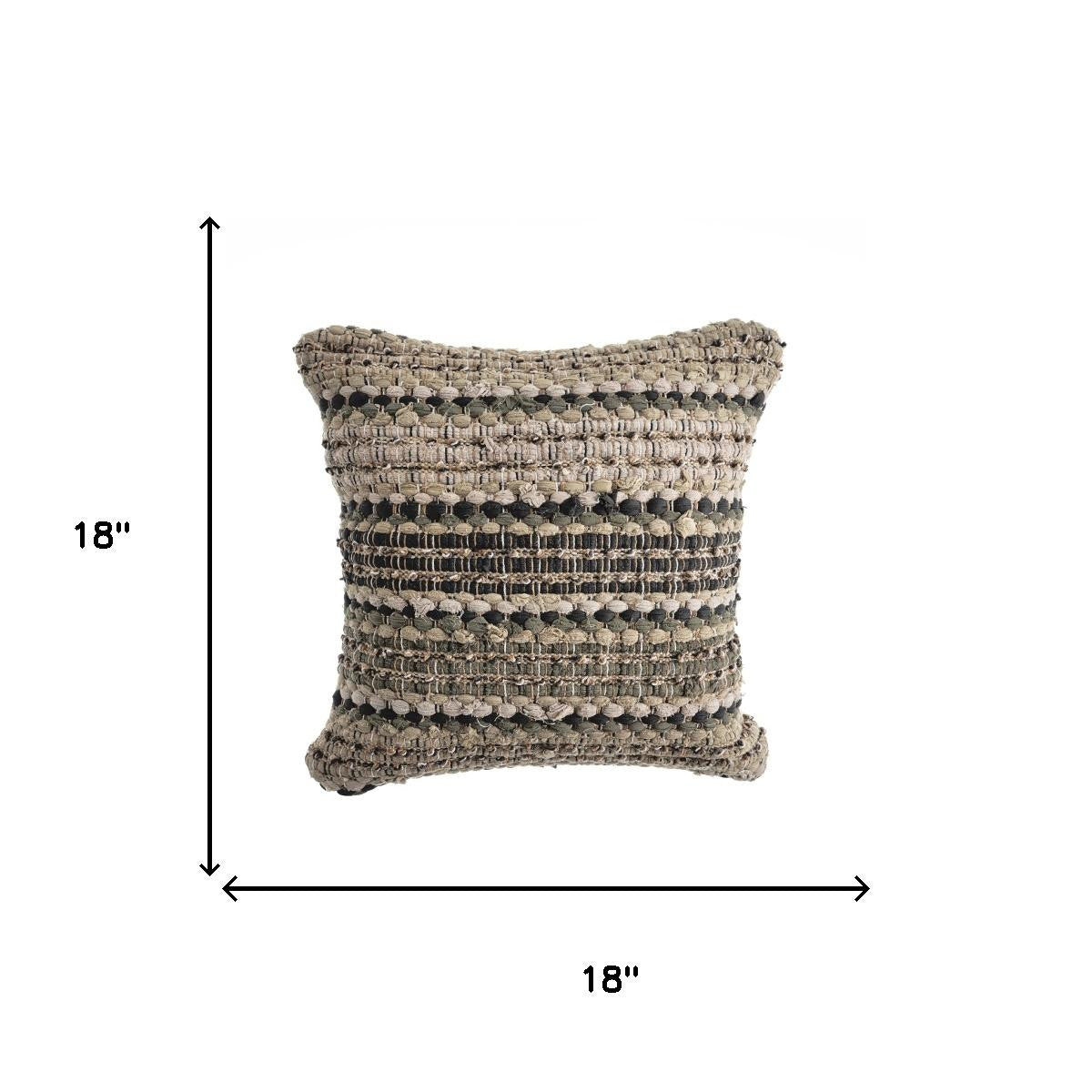 18" Beige And Brown Beach Striped Cotton Blend Throw Pillow Cover - Home & Garden