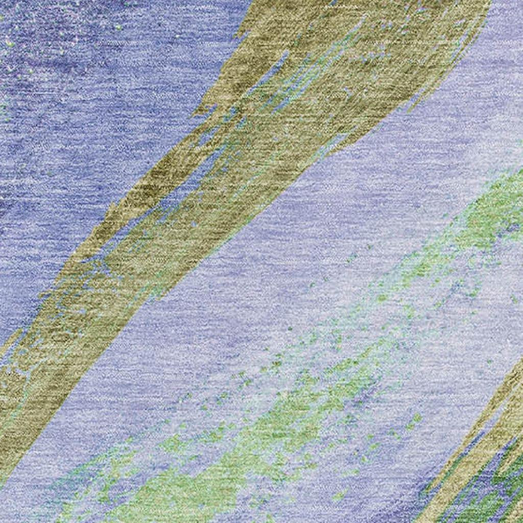 8' X 10' Purple And Green Abstract Washable Area Rug With UV Protection - Home & Garden