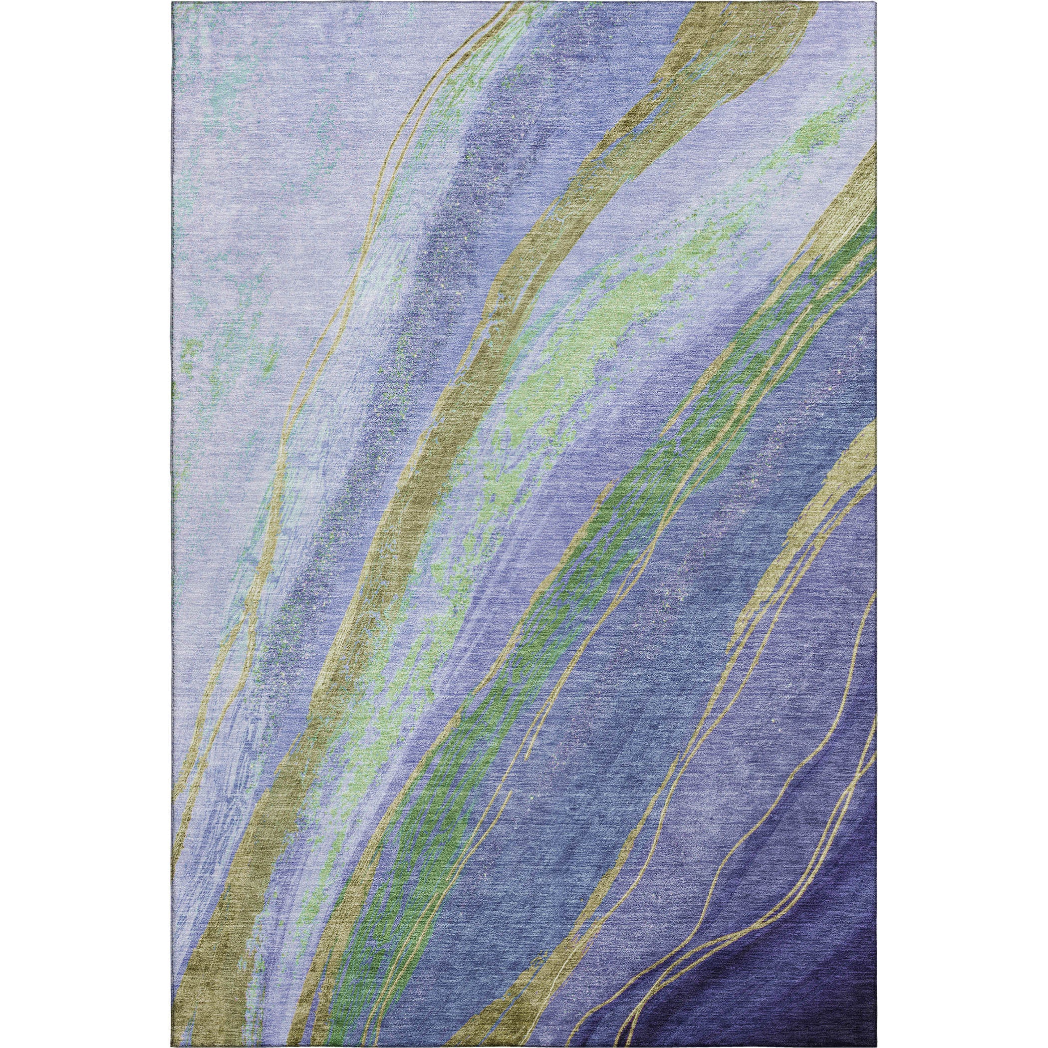 8' X 10' Purple And Green Abstract Washable Area Rug With UV Protection - Home & Garden