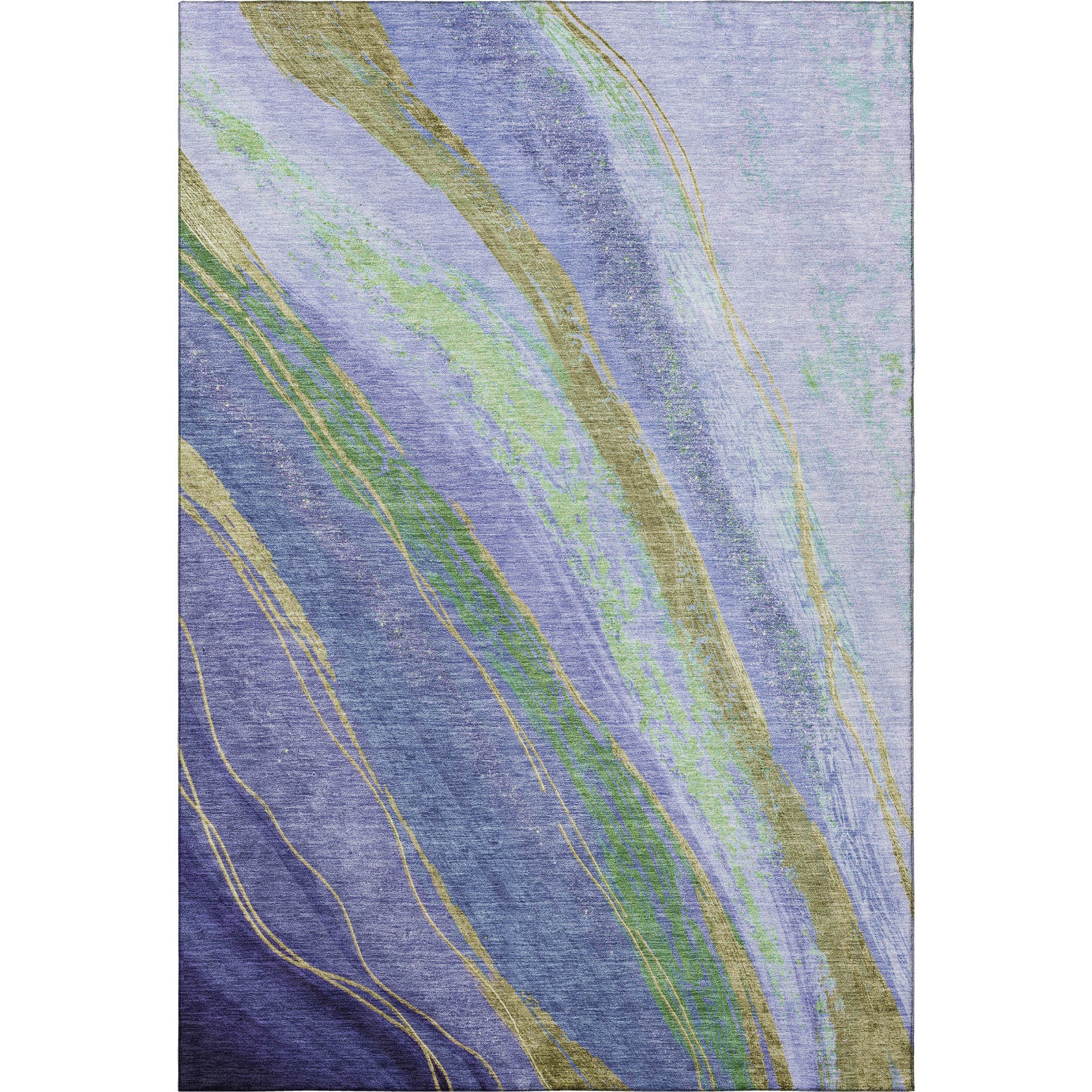 8' X 10' Purple And Green Abstract Washable Area Rug With UV Protection - Home & Garden