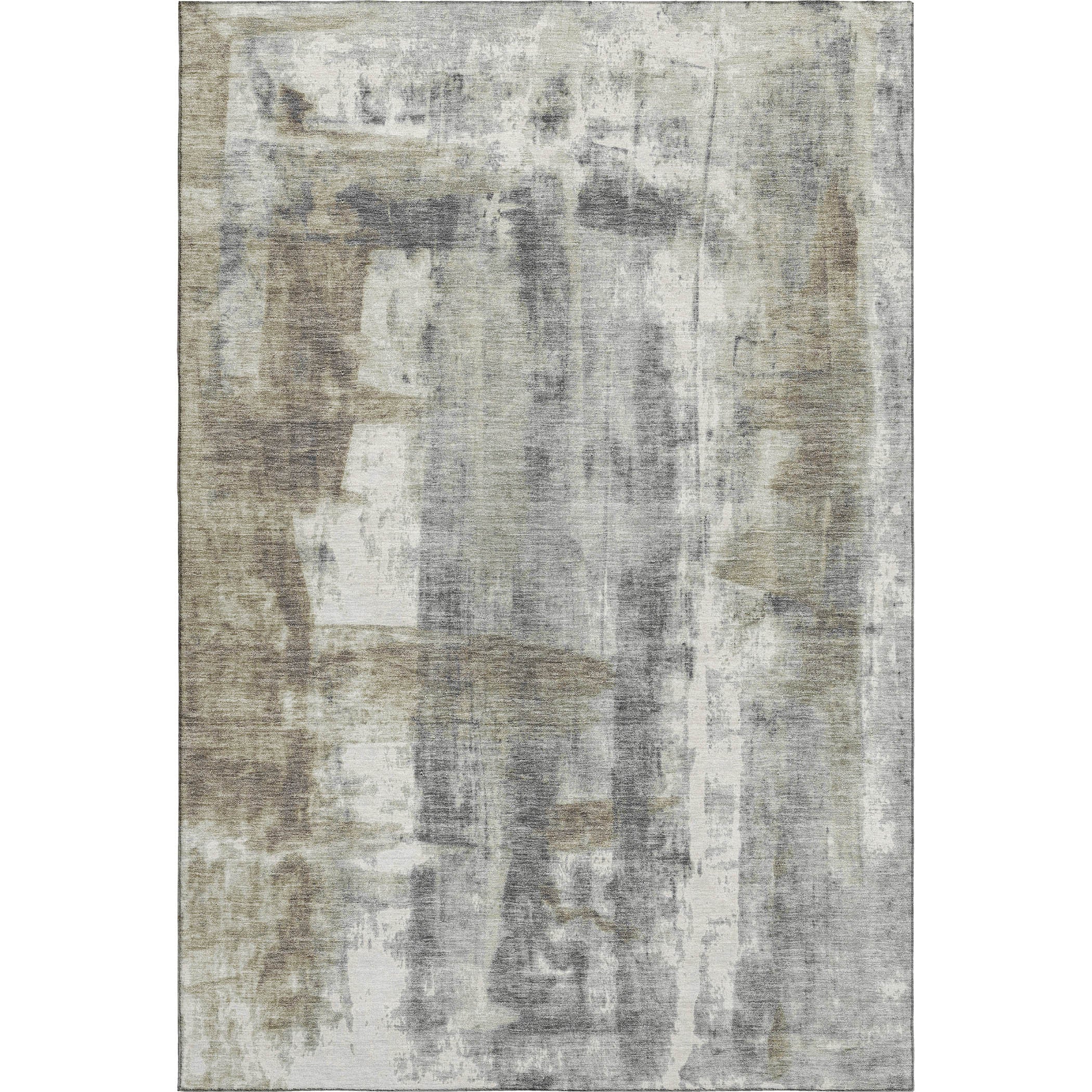 10' X 14' Beige Gray And Ivory Abstract Washable Area Rug With UV Protection - Home & Garden