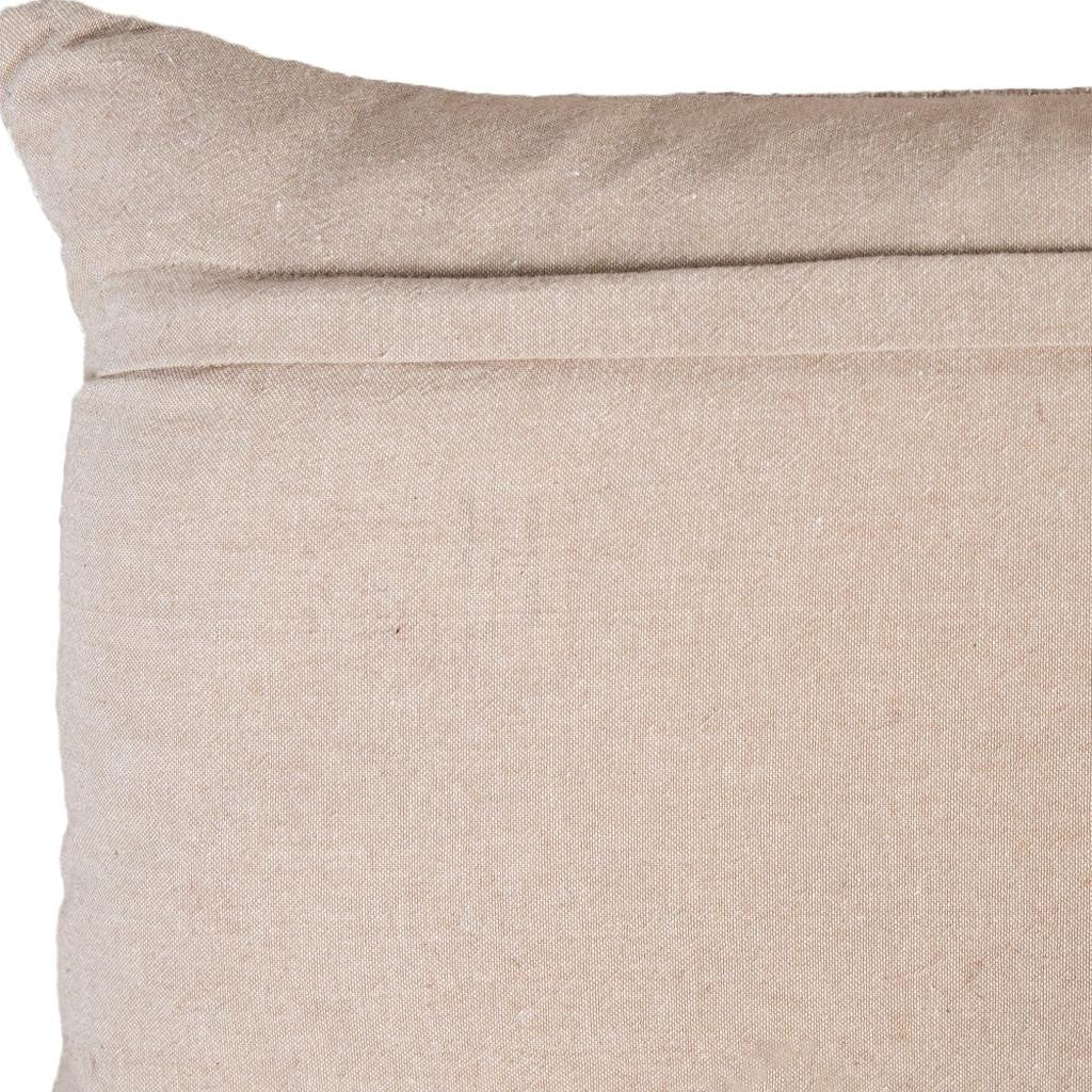 14" X 20" Beige Ivory And Gold Christmas Snowflakes Throw Pillow With Embroidery - Home & Garden