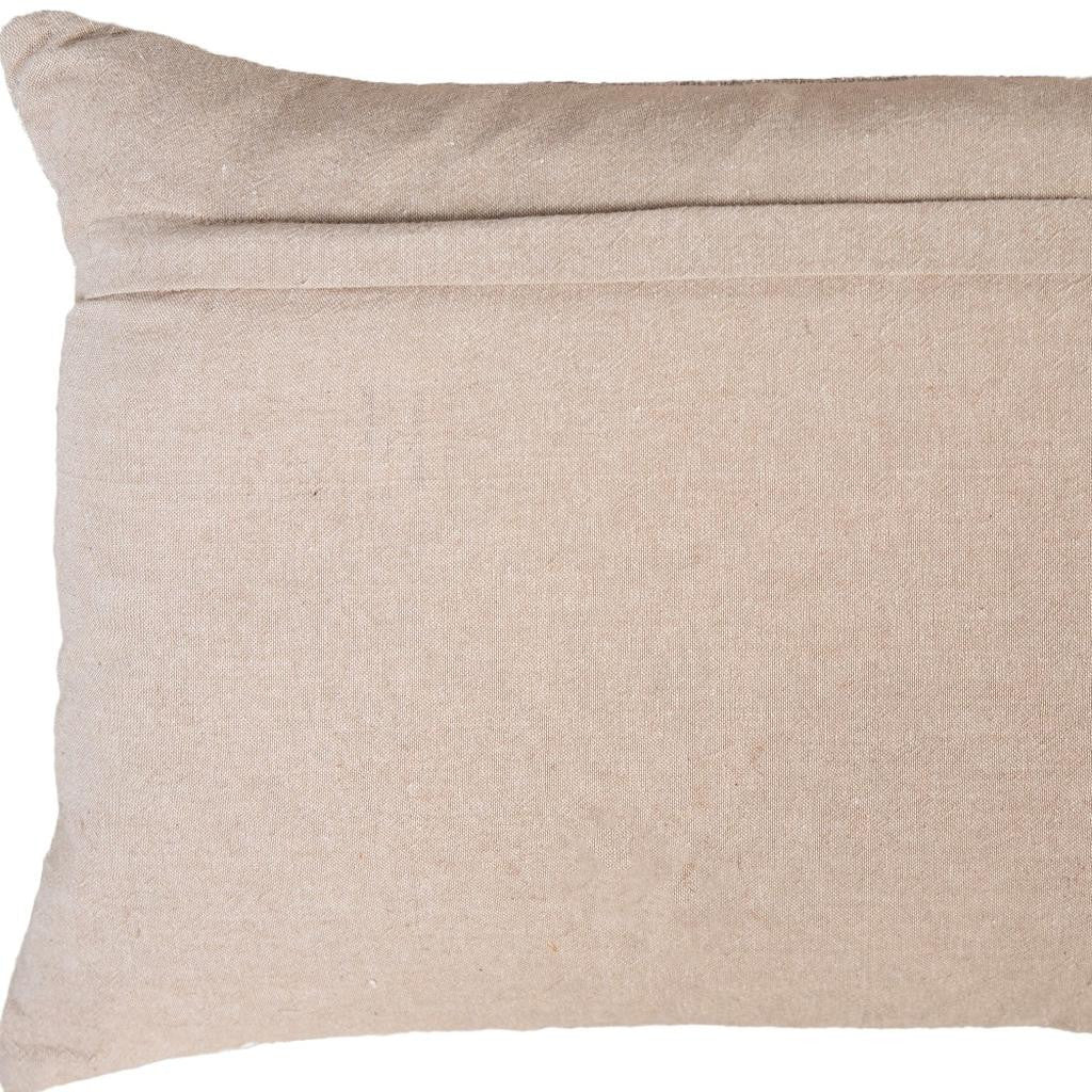 14" X 20" Beige Ivory And Gold Christmas Snowflakes Throw Pillow With Embroidery - Home & Garden