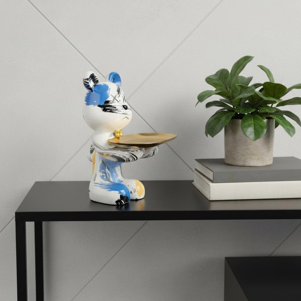 8" White And Blue Resin Statue - Home & Garden