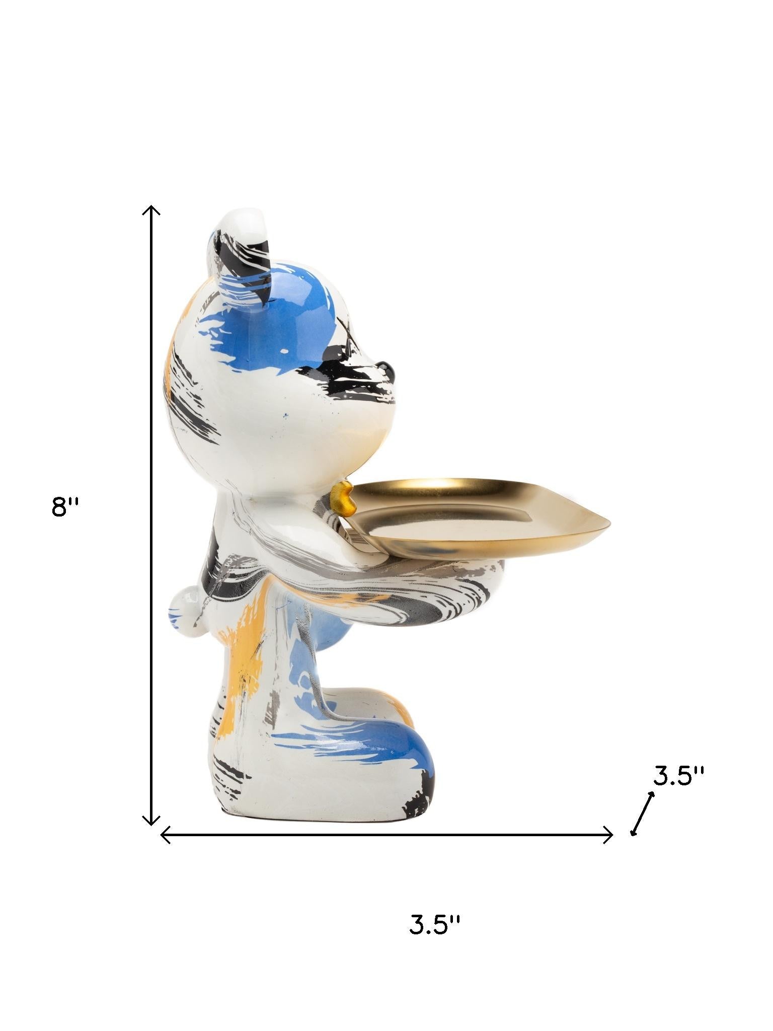 8" White And Blue Resin Statue - Home & Garden
