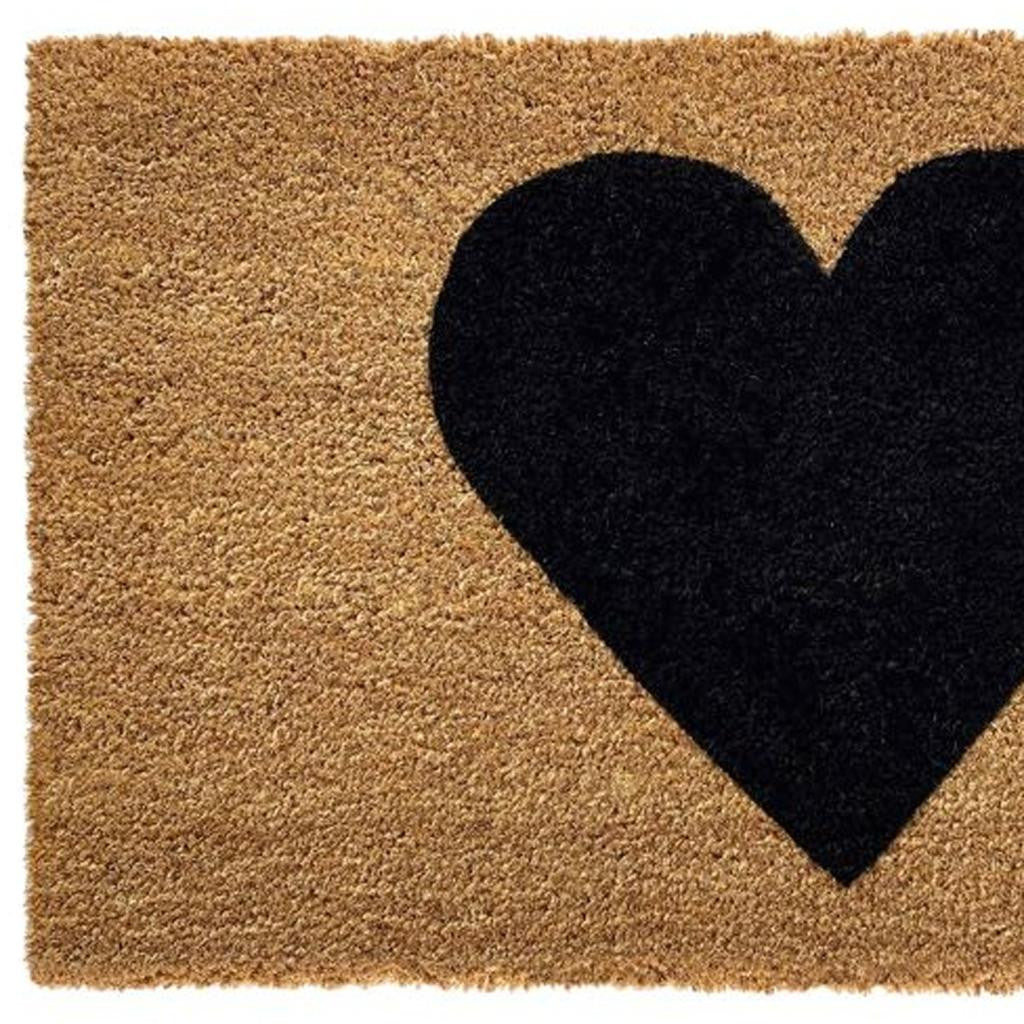 20" X 34" Brown And Black Heart Outdoor Coir Door Mat - Home & Garden