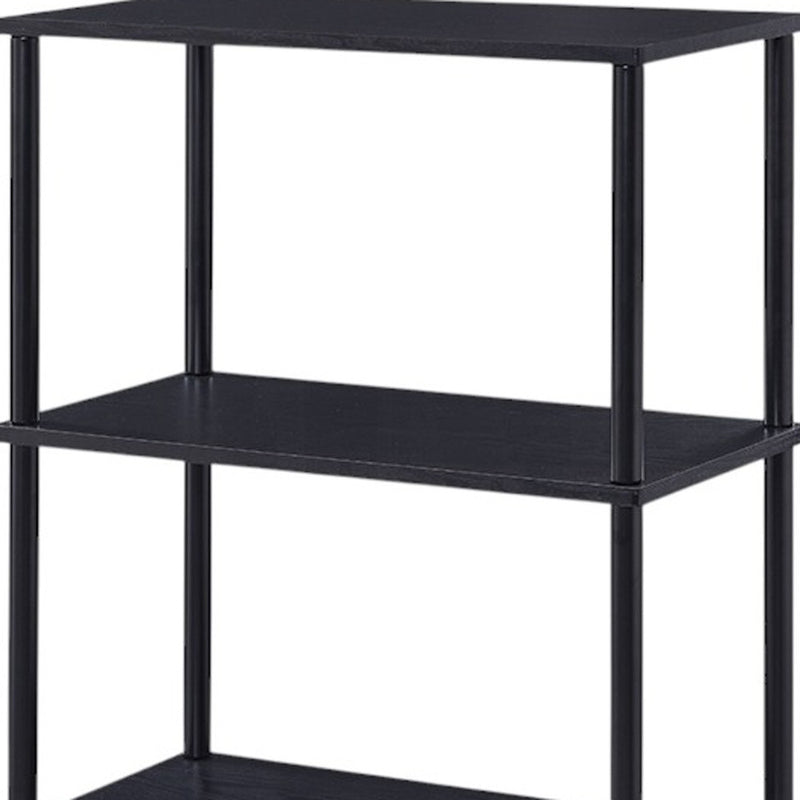 44" Black Metal and Wood Four Tier Etagere Bookcase - Office