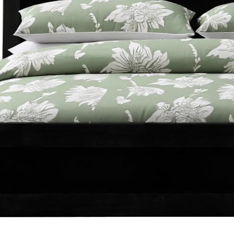 Black Inlaid Panels Solid Wood Queen Bed Frame - Bed & Bath