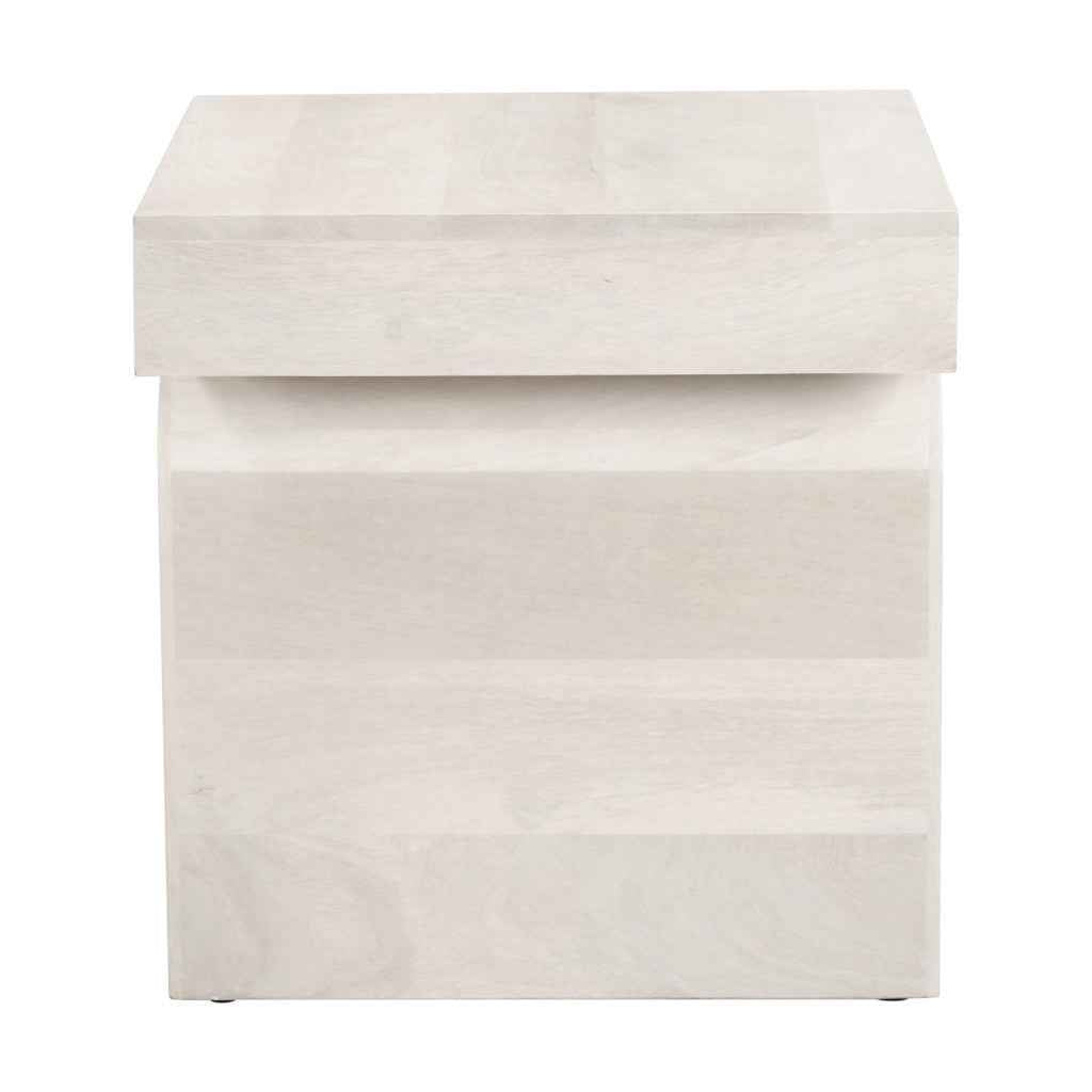 22" Natural Solid Wood Square Pedestal End Table