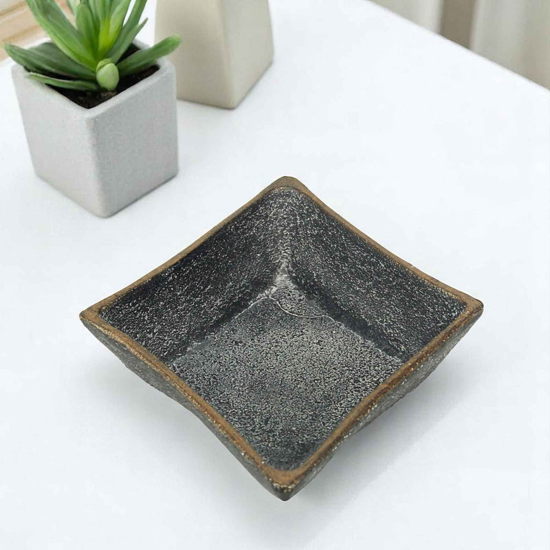 5" Black Cast Iron Diamond Square Bowl