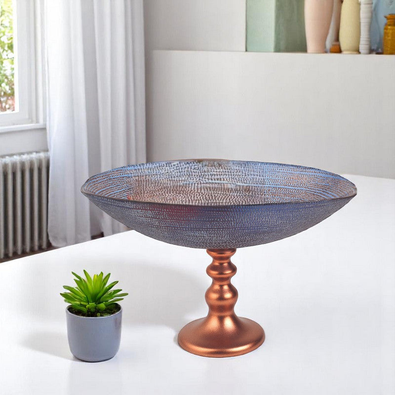Handcrafted European Glass Centerpiece Footed Bowl - Kitchen & Dining