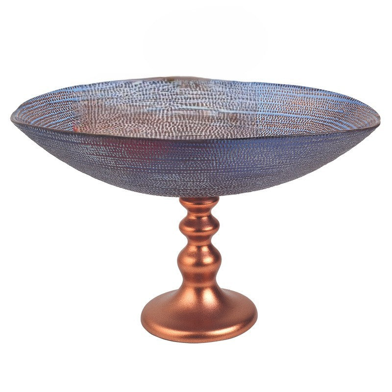 Handcrafted European Glass Centerpiece Footed Bowl - Kitchen & Dining