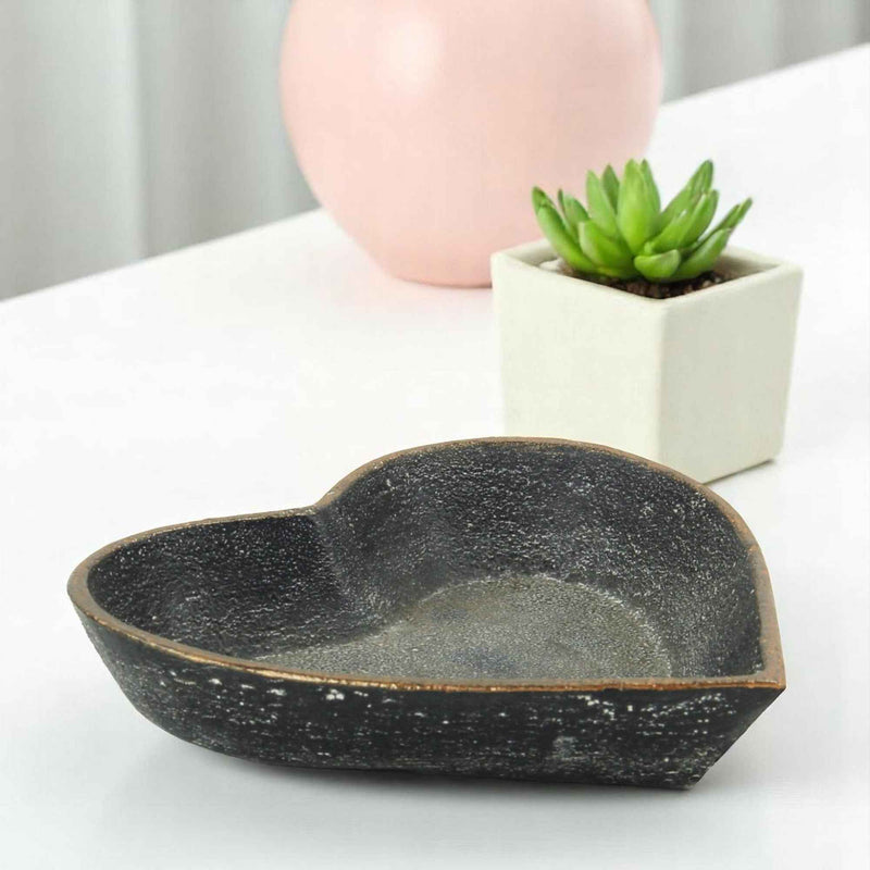 6" Black Heart Metal Heart Handmade Vanity Tray