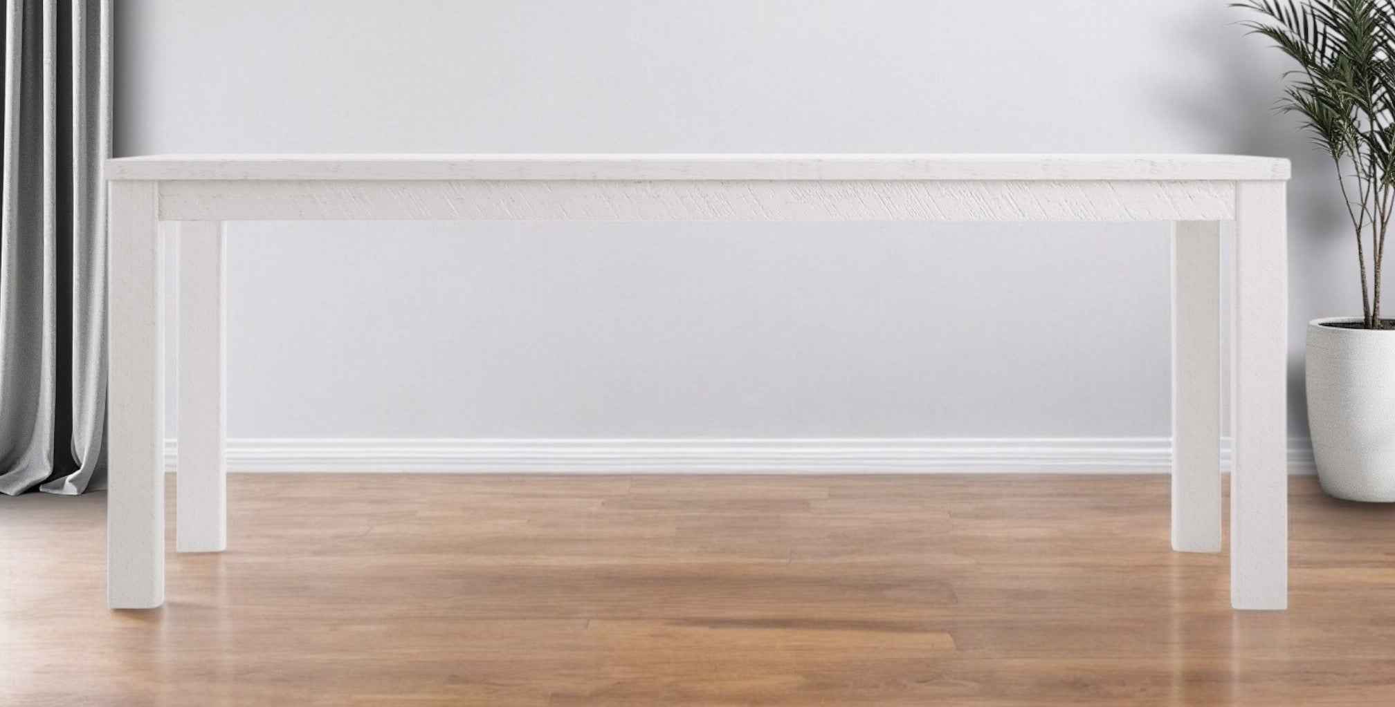 63" White Solid Wood Dining Table