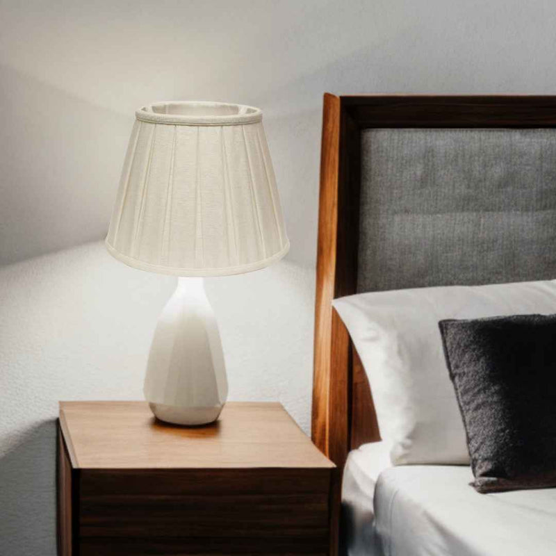 White Linen Pleated Empire Lamp Shade