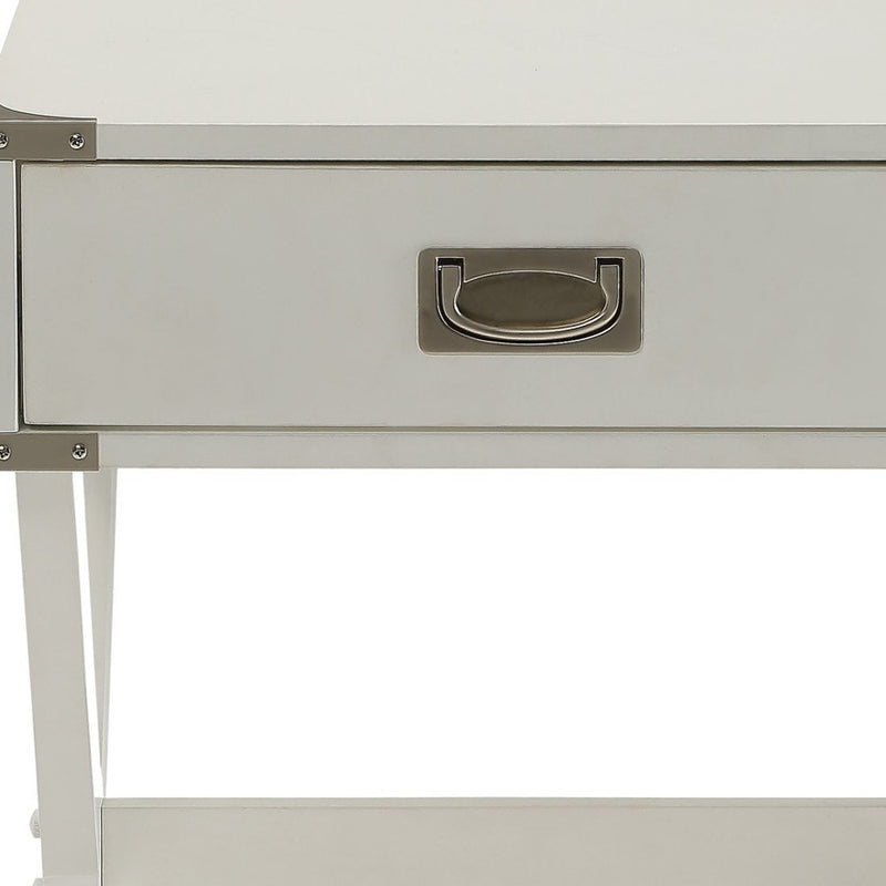 Modern White X Shape Wooden Storage End Table - Living Room