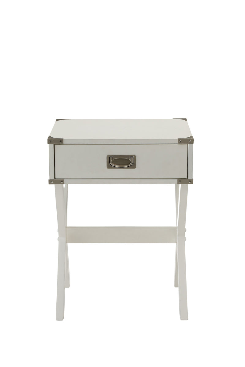 Modern White X Shape Wooden Storage End Table - Living Room