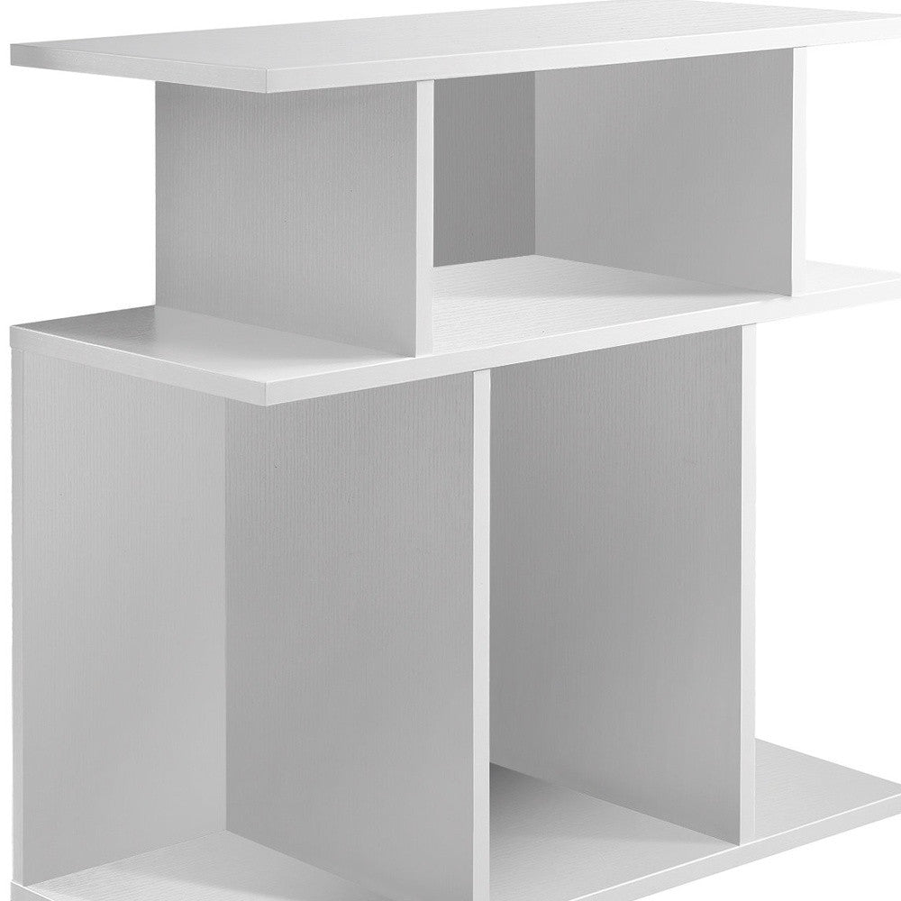 24" White Wood End Table With Six Open Shelves - Living Room