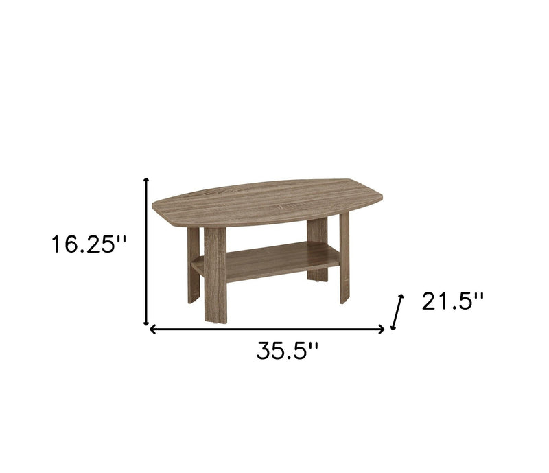 Set of Three 36" Taupe Coffee Table With Shelf - Living Room