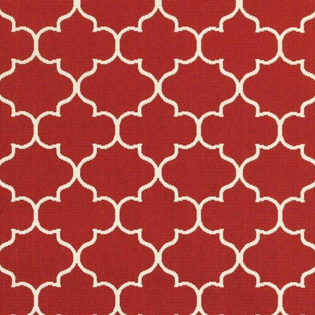 5' X 8' Red And Ivory Indoor Outdoor Area Rug - Outdoor