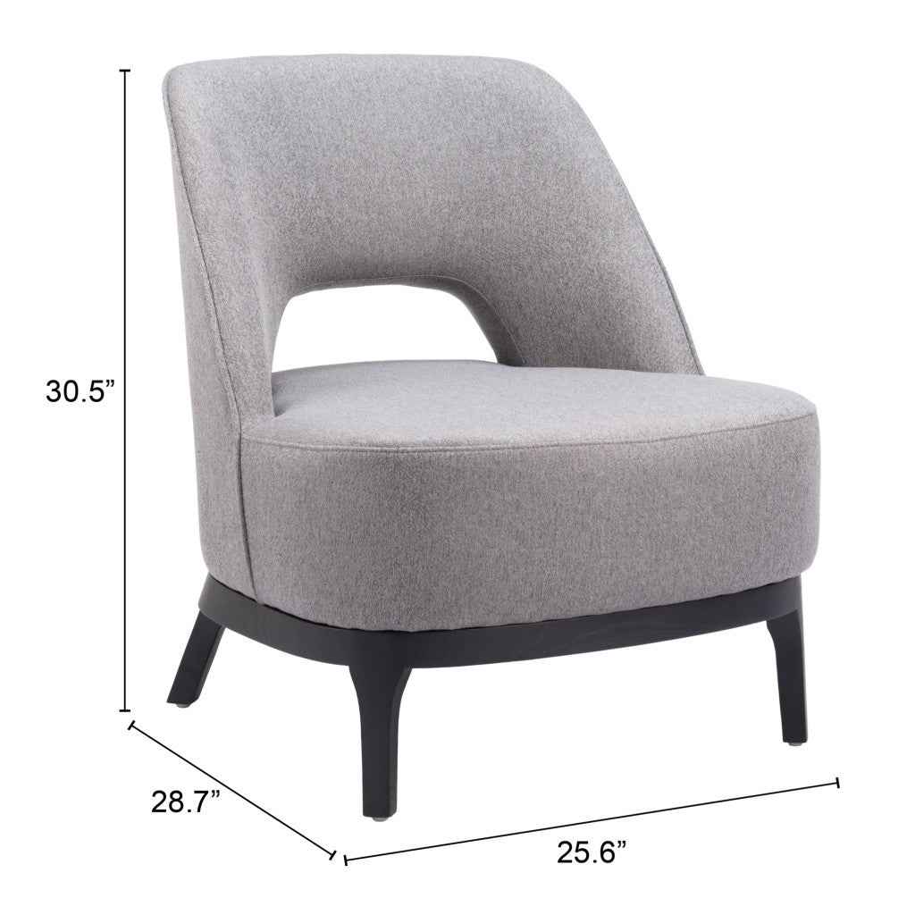 26" Gray And Black Upholstered Lounge Chair