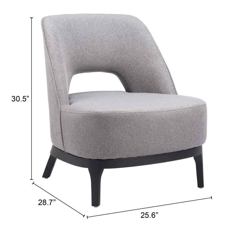 26" Gray And Black Upholstered Lounge Chair