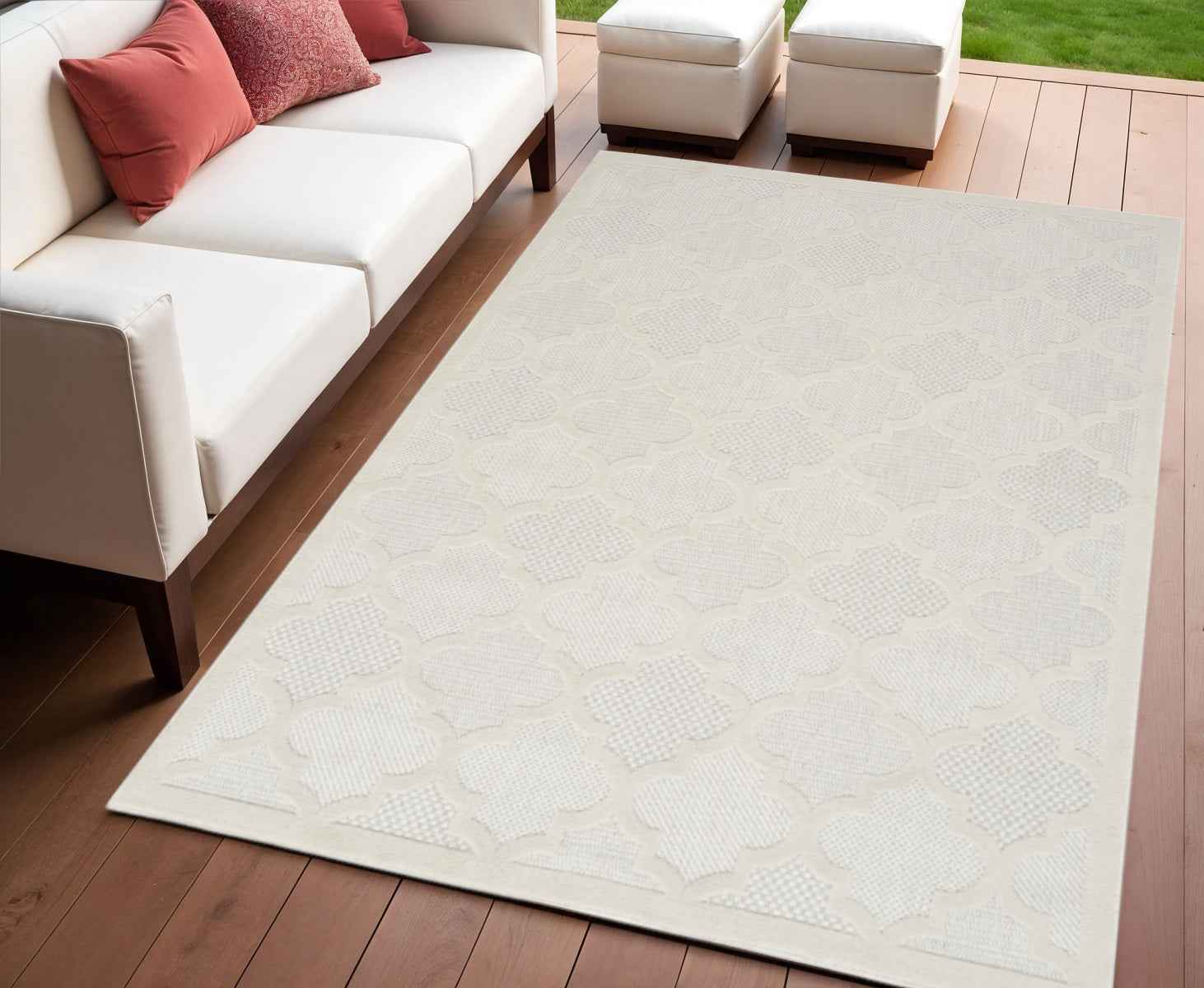 4' X 6' Ivory Indoor Outdoor Area Rug