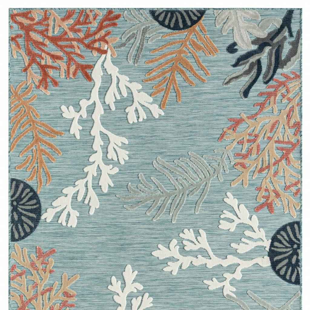 5' X 7' Blue And White Indoor Outdoor Area Rug