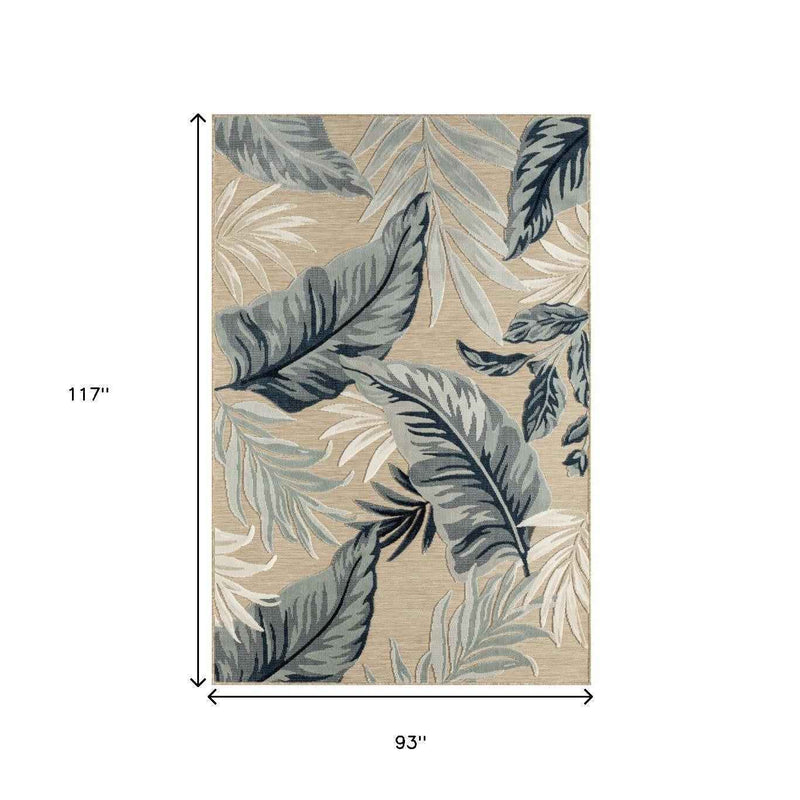 8' X 10' Blue And Beige Indoor Outdoor Area Rug