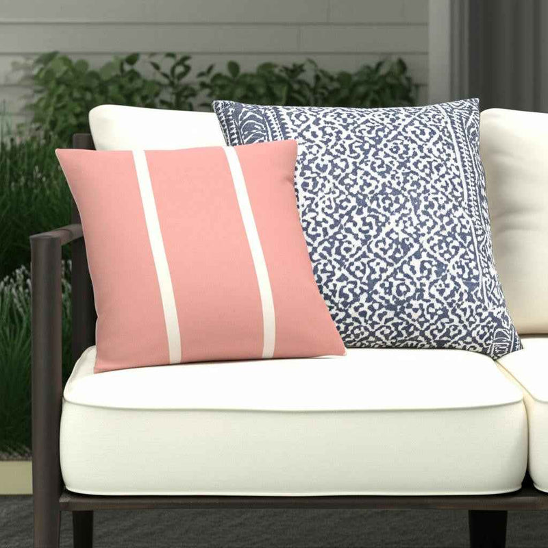 20" X 20" Pink Zippered Geometric Indoor Outdoor Throw Pillow