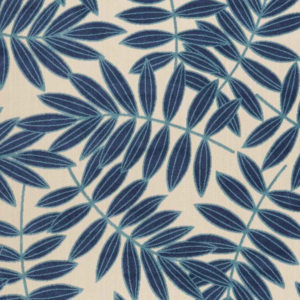 6' X 9' Blue And Ivory Floral Indoor Outdoor Area Rug