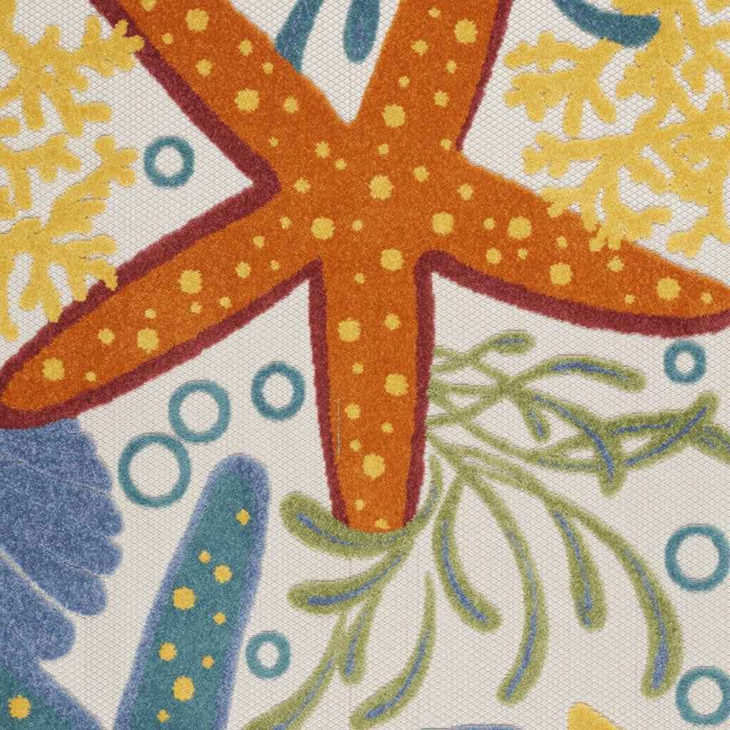 4' X 6' Yellow And Ivory Indoor Outdoor Area Rug