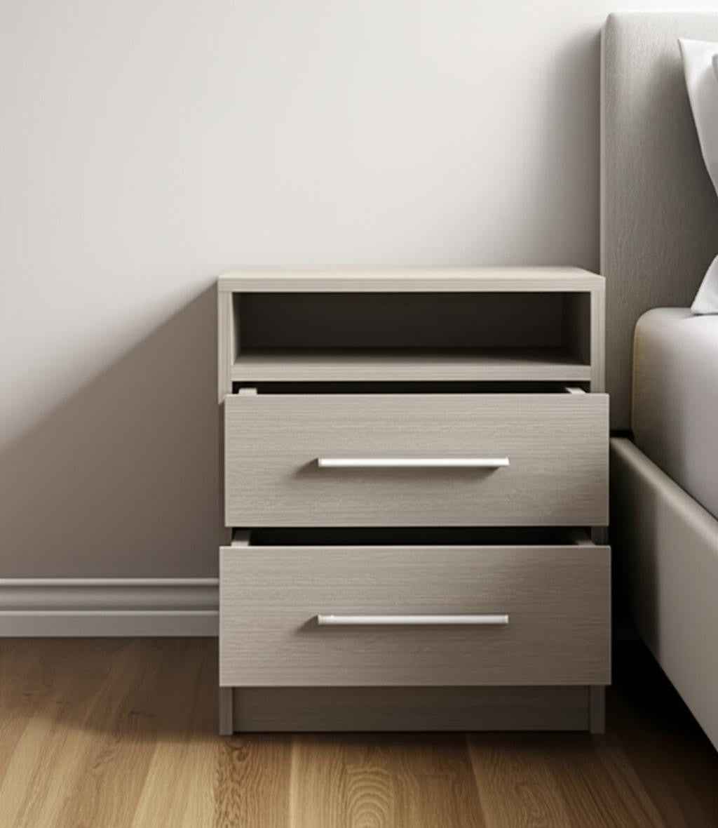 20" Wood Two Drawer Nightstand