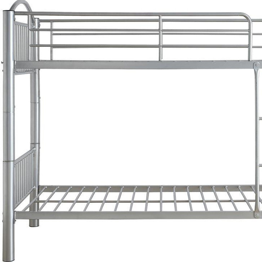 78" X 44" X 67" Twin Over Twin Silver Metal Bunk Bed - Bed & Bath