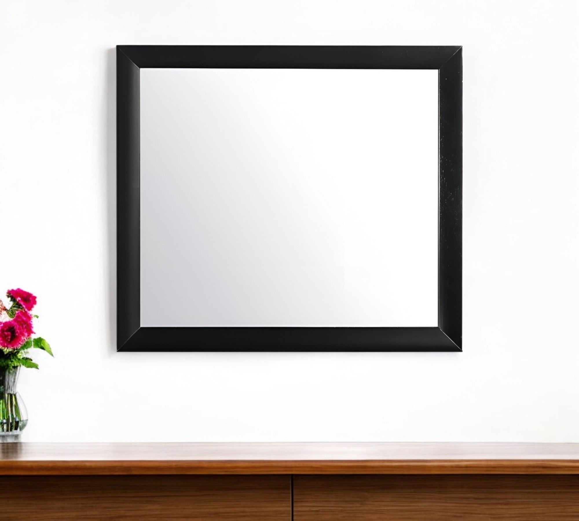 35" Black Wood Framed Accent Mirror Default Title
