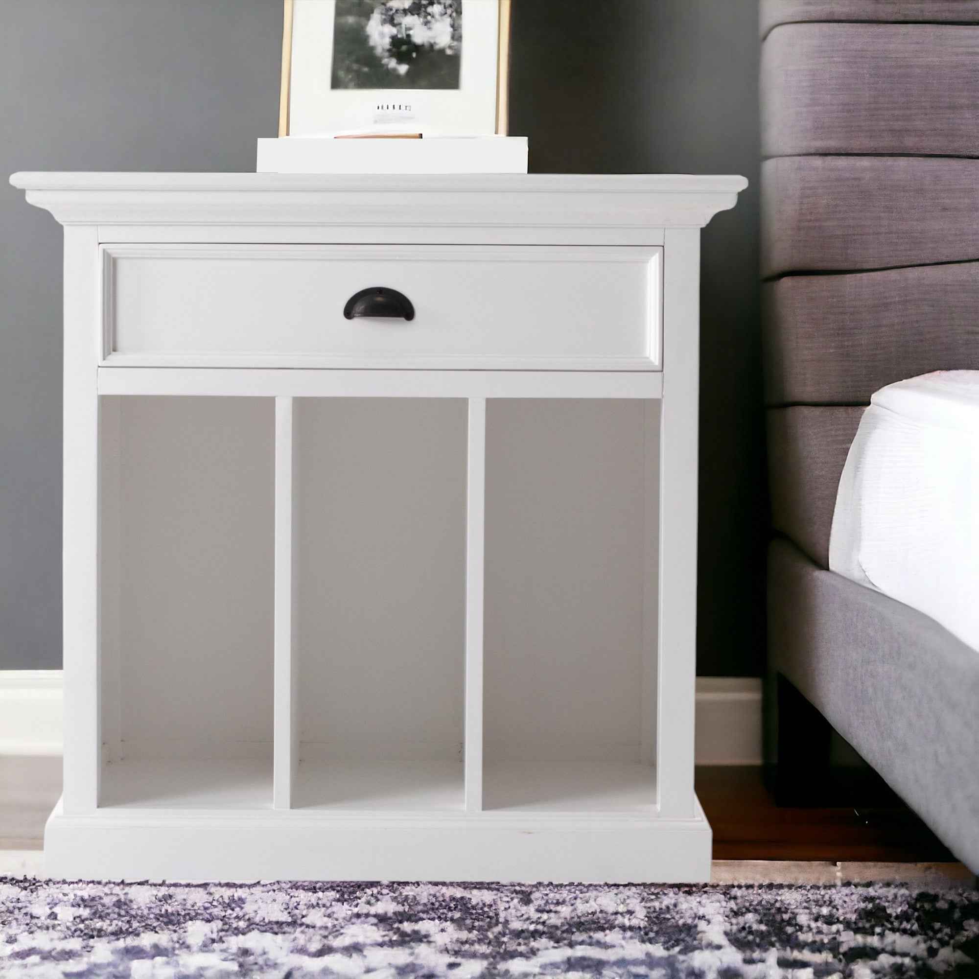 31" White Solid and Manufactured Wood Nightstand
