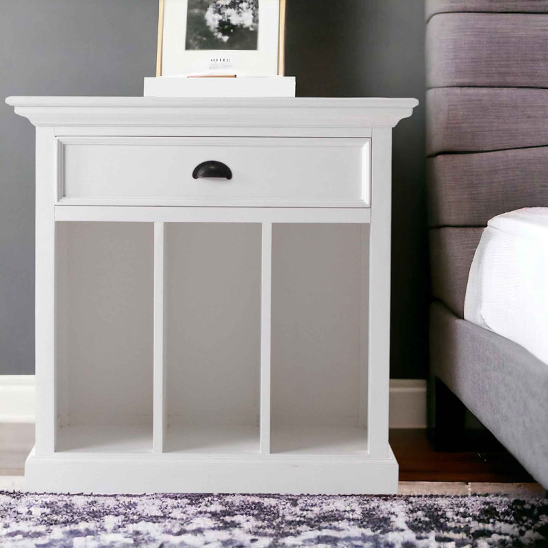31" White Solid and Manufactured Wood Nightstand