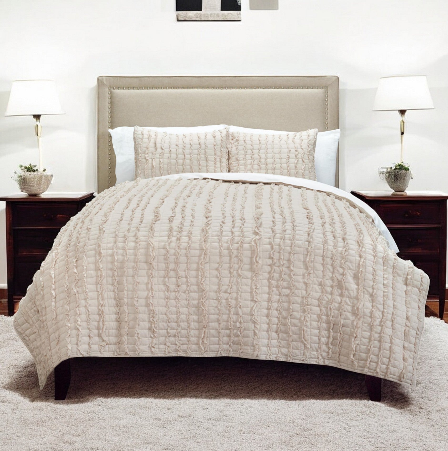 Blush Striped Queen Quilt - Bed & Bath