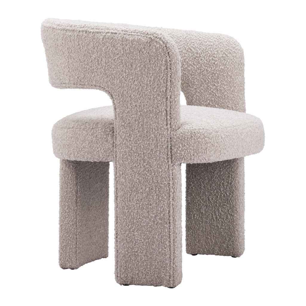 27" Beige Faux Shearling And Upholstered Arm Chair