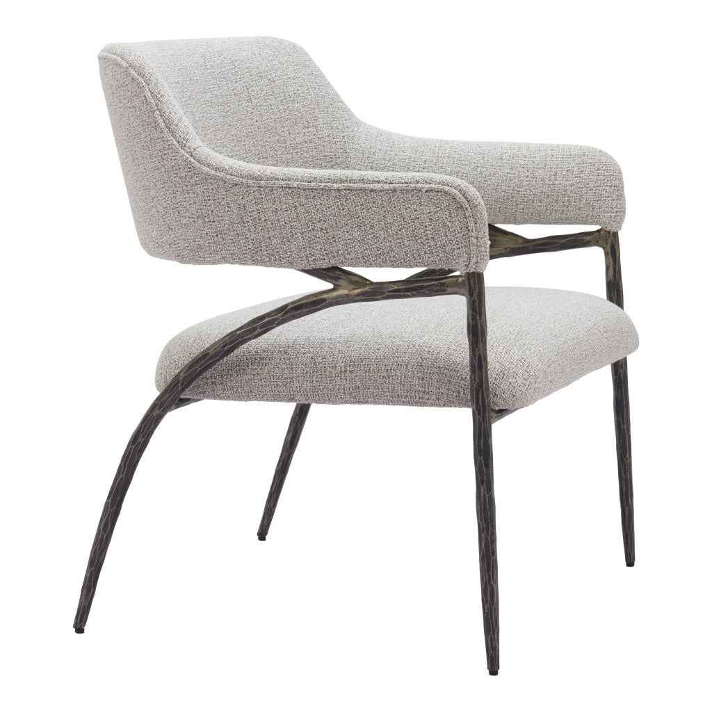 28" Gray And Black Upholstered Arm Chair