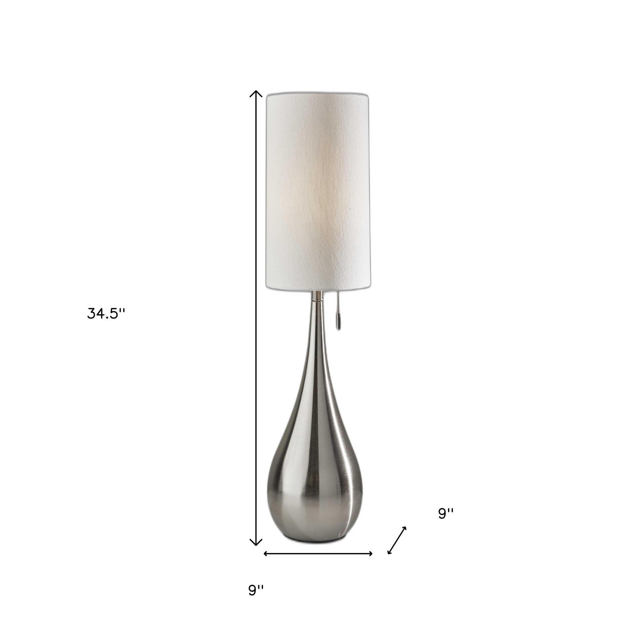 35" Brushed Steel Metal Teardrop Table Lamp - Lighting