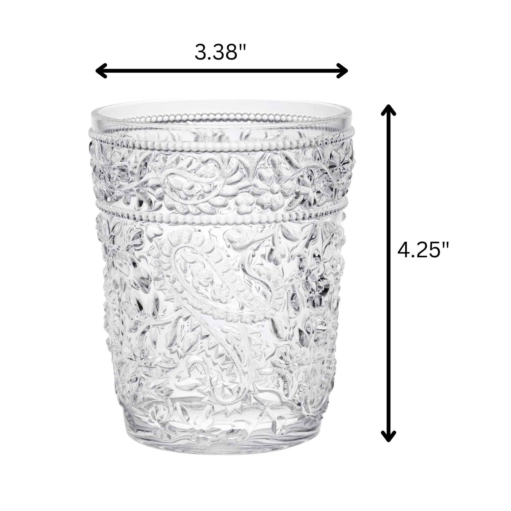 Set of Four Clear Paisley Acrylic Stemless Whiskey Glass